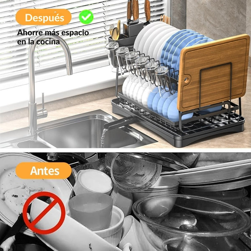 CleanFlow - Escurridor de Platos de Acero Inoxidable + Regalo Especial