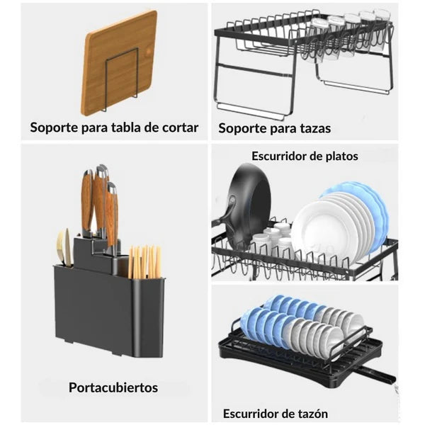 CleanFlow - Escurridor de Platos de Acero Inoxidable + Regalo Especial