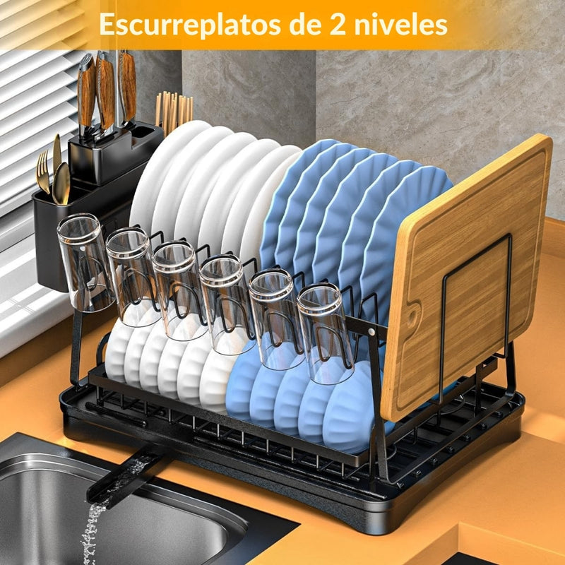 CleanFlow - Escurridor de Platos de Acero Inoxidable + Regalo Especial